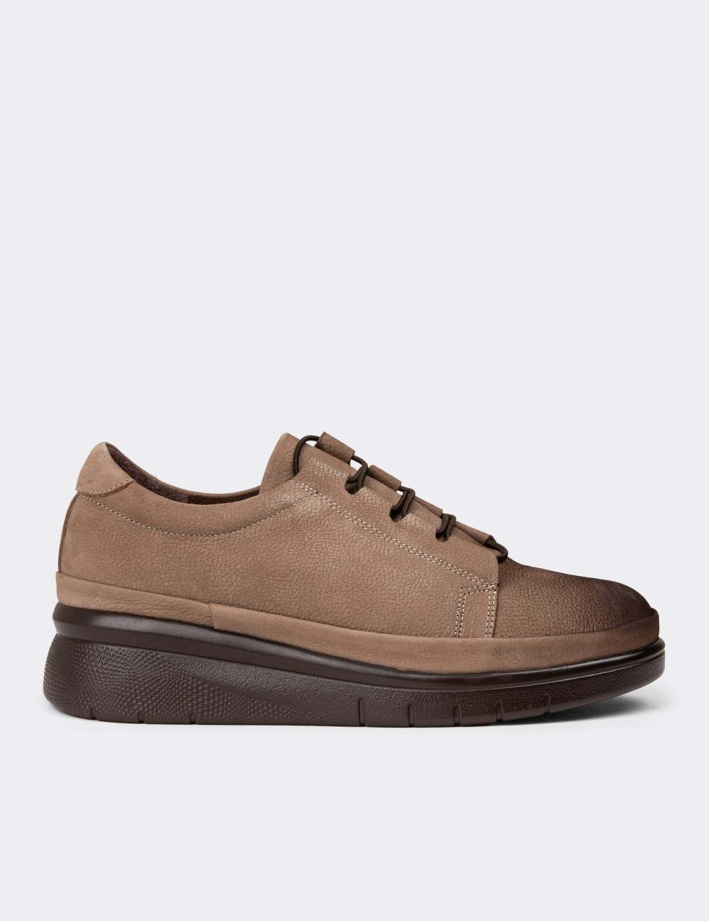 Women's Sandstone Nubuck Calfskin Lace-up Shoes - N1054ZVZNC01