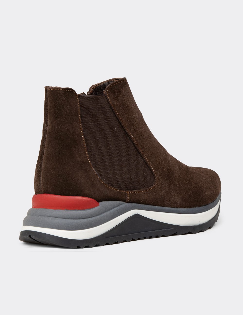Women's Brown Suede Chelsea Boots - Z1612ZKHVC01
