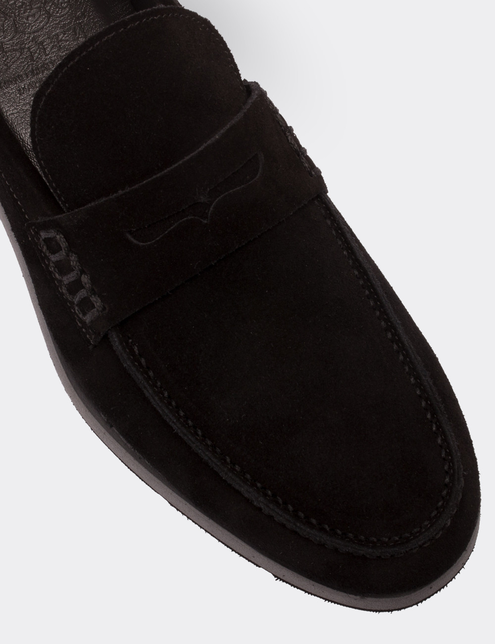 Black Suede Leather Loafers - 01538MSYHE08