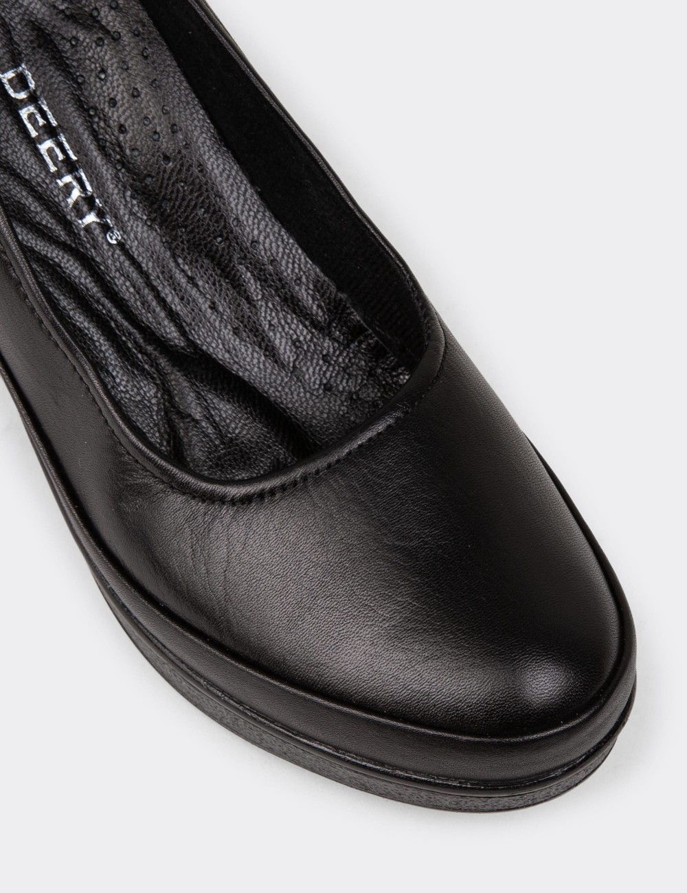 Women's Black Leather Wedge Shoes - N6002ZSYHC01