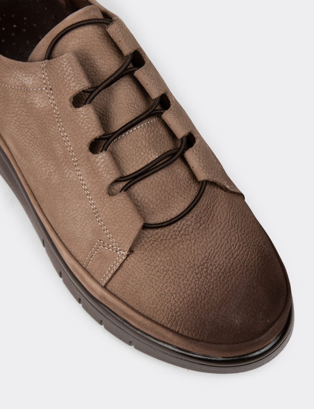 Women's Sandstone Nubuck Calfskin Lace-up Shoes - N1054ZVZNC01