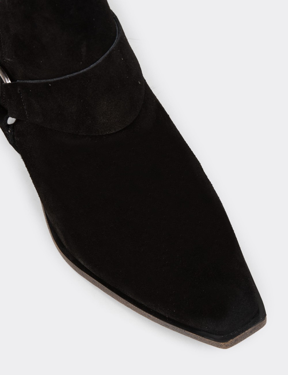 Women's Western Black Suede Leather Boots - Z1563ZSYHC01