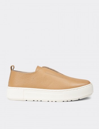 Women’s Beige Leather Sneakers