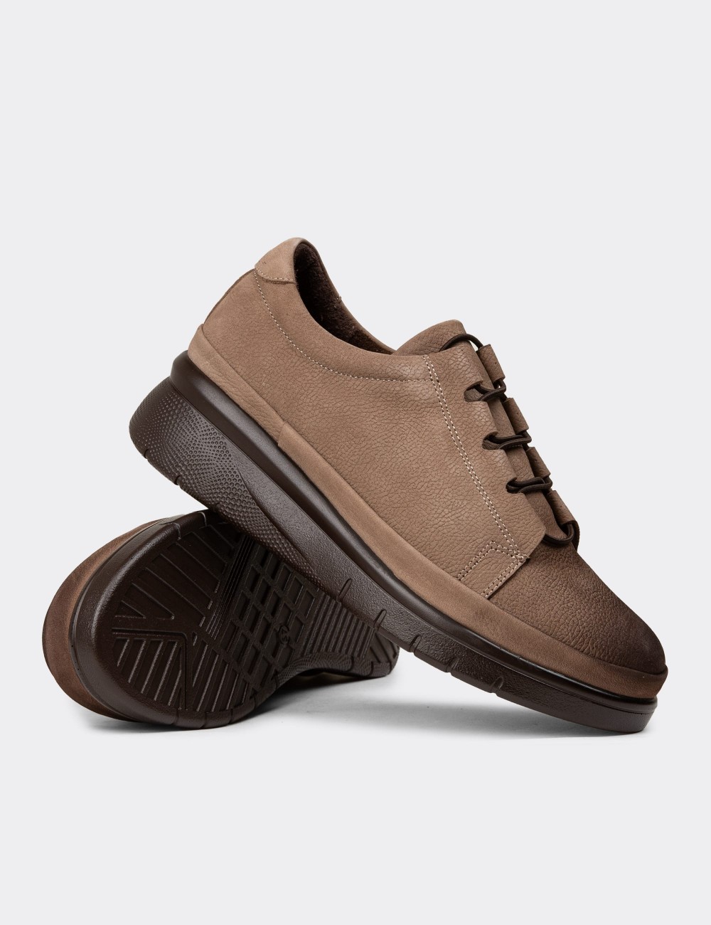 Women's Sandstone Nubuck Calfskin Lace-up Shoes - N1054ZVZNC01