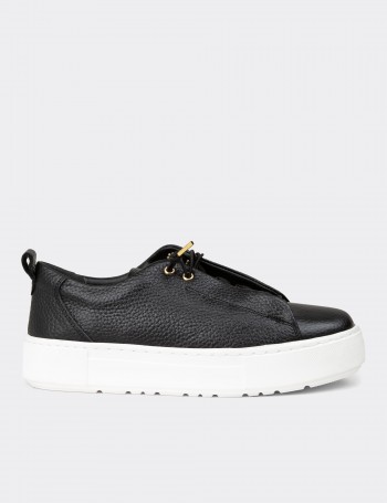 Women's Black Leather Sneakers