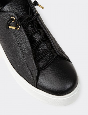 Women's Black Leather Sneakers