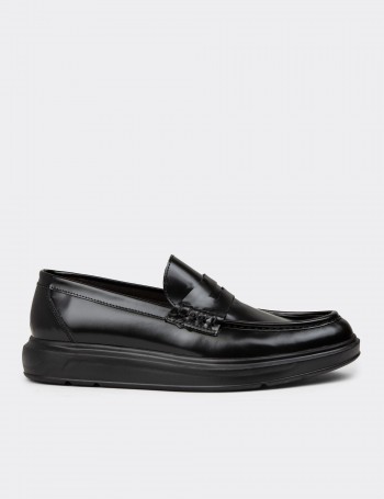 Men's Black Leather Loafers