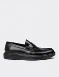 Men's Black Leather Loafers