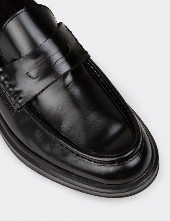 Men's Black Leather Loafers