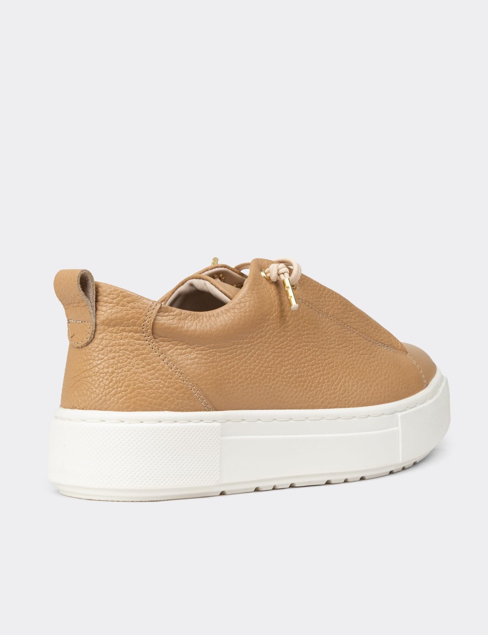 Women's Beige Leather Sneakers - R2401ZBEJC01