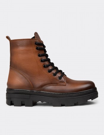 Women's Tan Leather Postal Boots