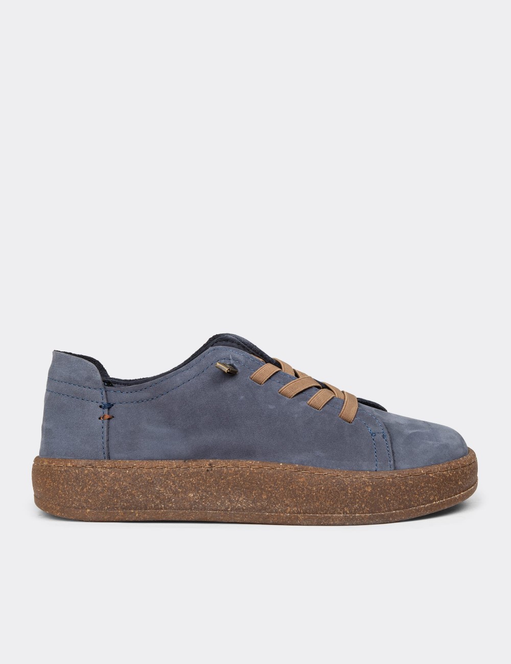 Women's Navy Nubuck Leather Sneakers - SE605ZLCVC01