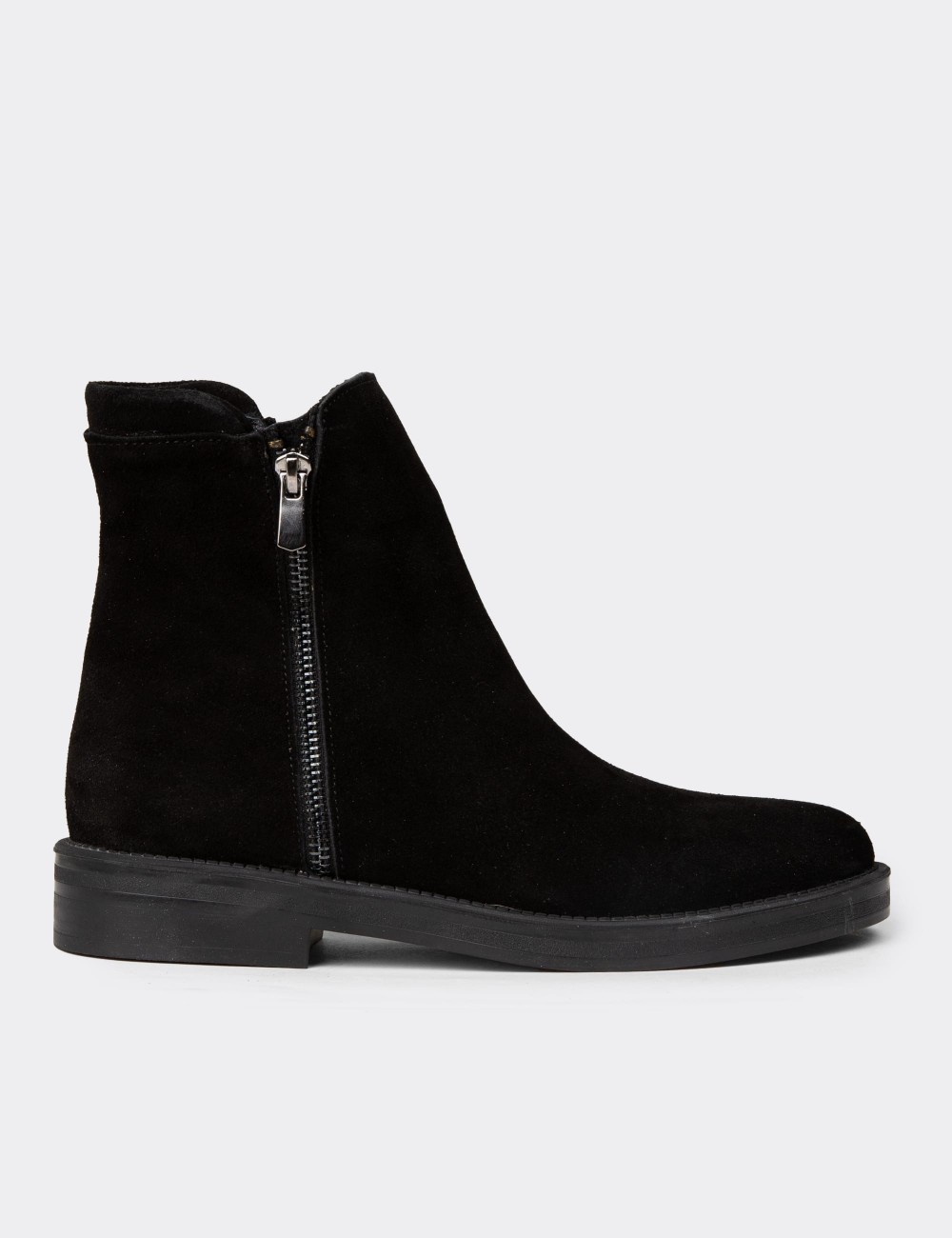 Women's Black Suede Leather Ankle Boots - Z1584ZSYHC03