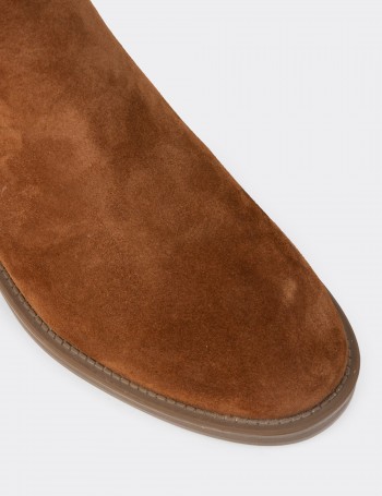 Women's Tan Suede Leather Ankle Boots