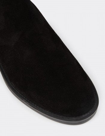 Women's Black Suede Leather Ankle Boots