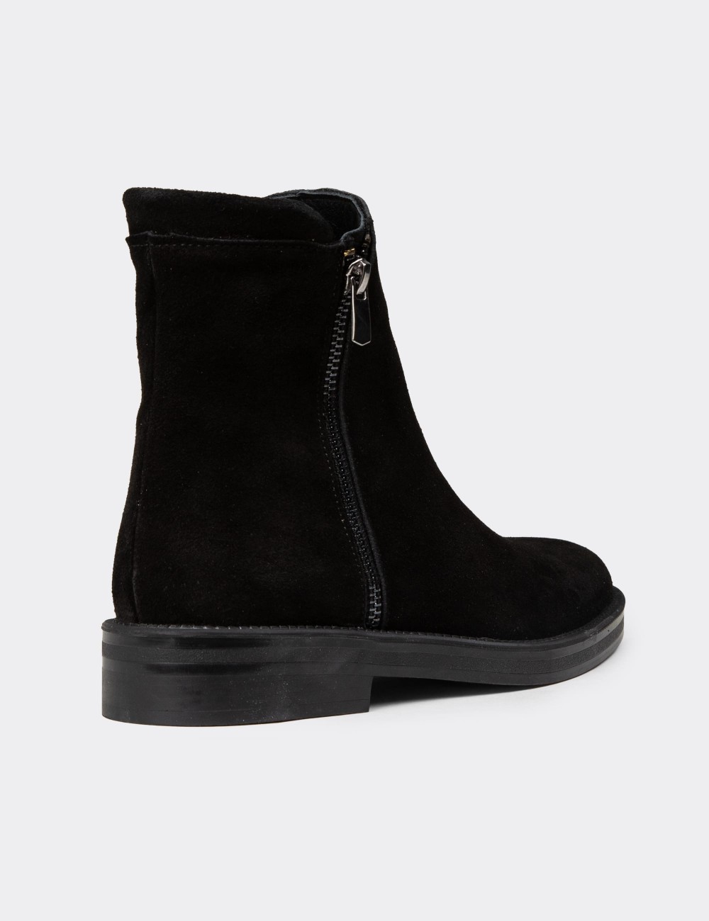Women's Black Suede Leather Ankle Boots - Z1584ZSYHC03