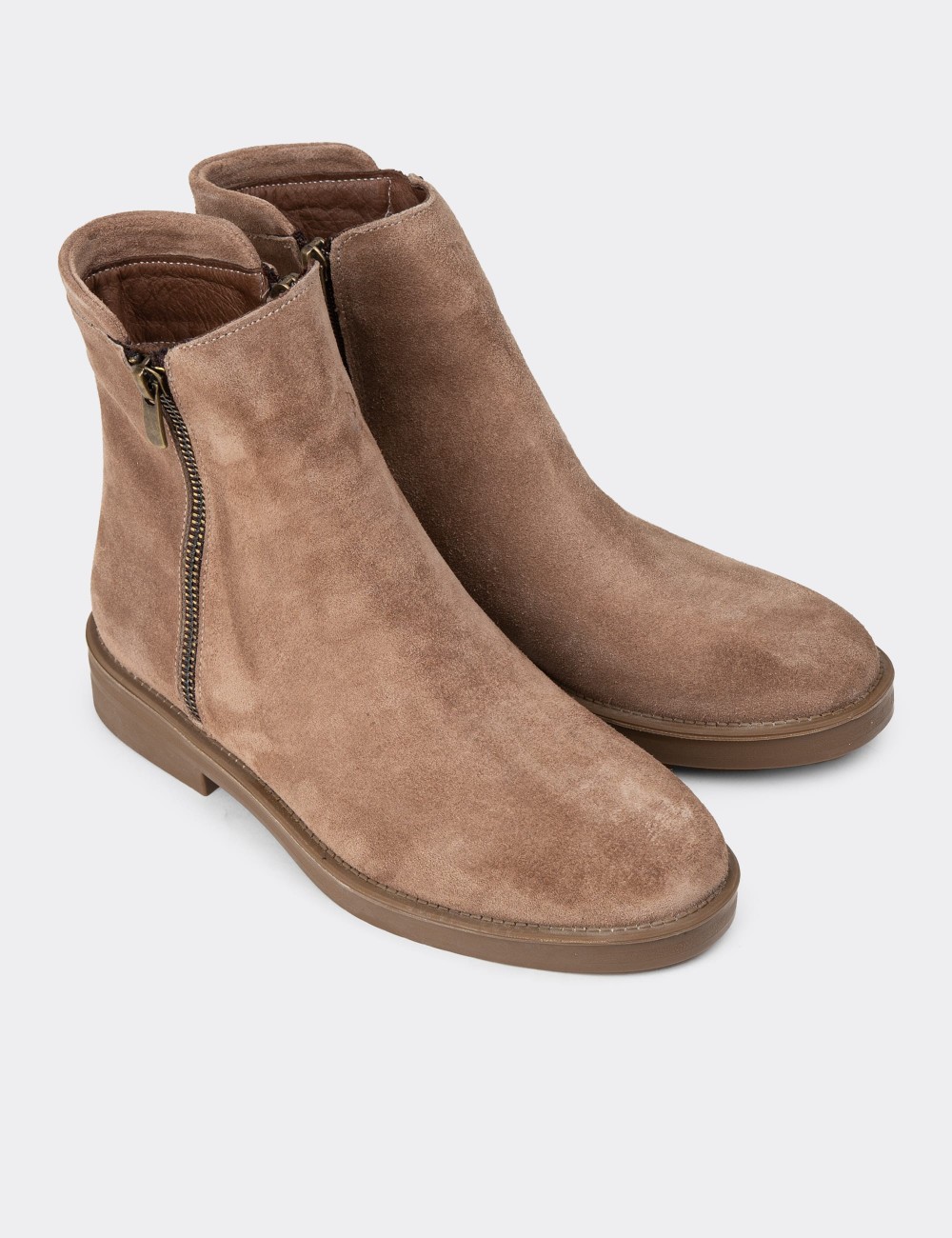 Women's Sandstone Suede Leather Booties - Z1584ZVZNC03