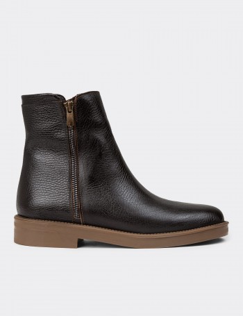 Women's Brown Leather Ankle Boots