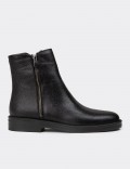 Women's Black Leather Ankle Boots
