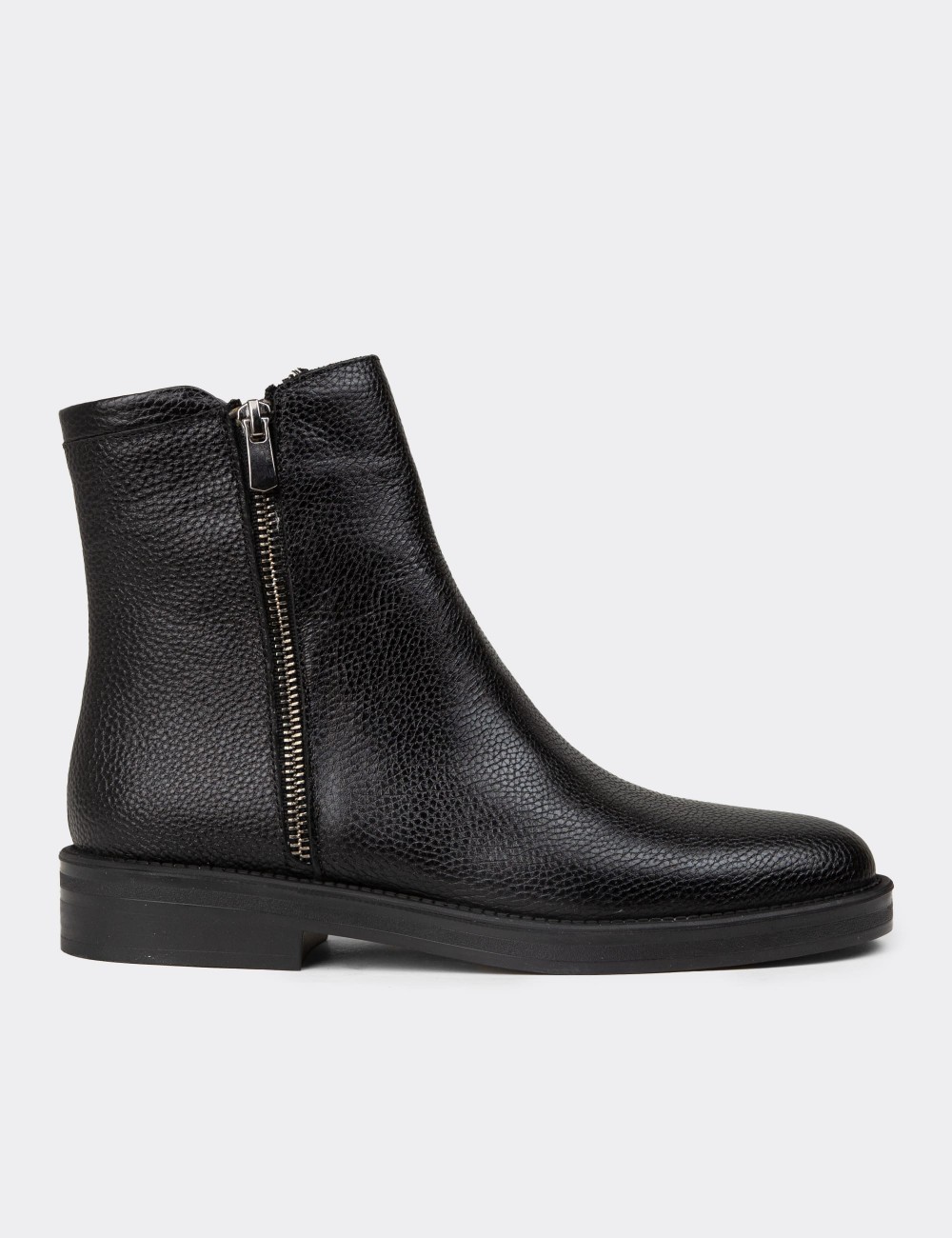 Women's Black Leather Ankle Boots - Z1584ZSYHC01