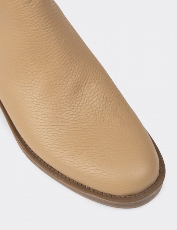 Women's Beige Leather Ankle Boots