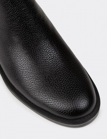 Women's Black Leather Ankle Boots