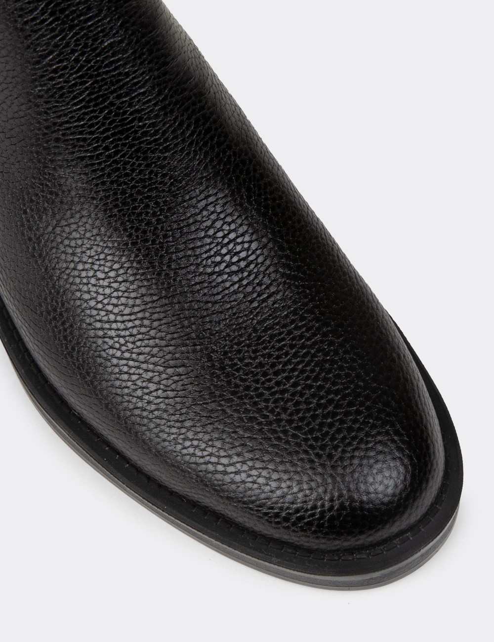 Women's Black Leather Ankle Boots - Z1584ZSYHC01