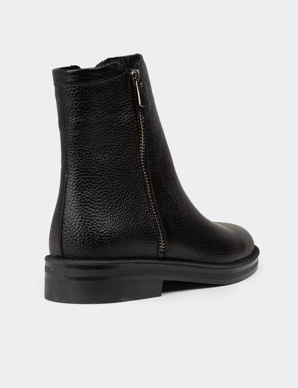 Women's Black Leather Ankle Boots - Z1584ZSYHC01