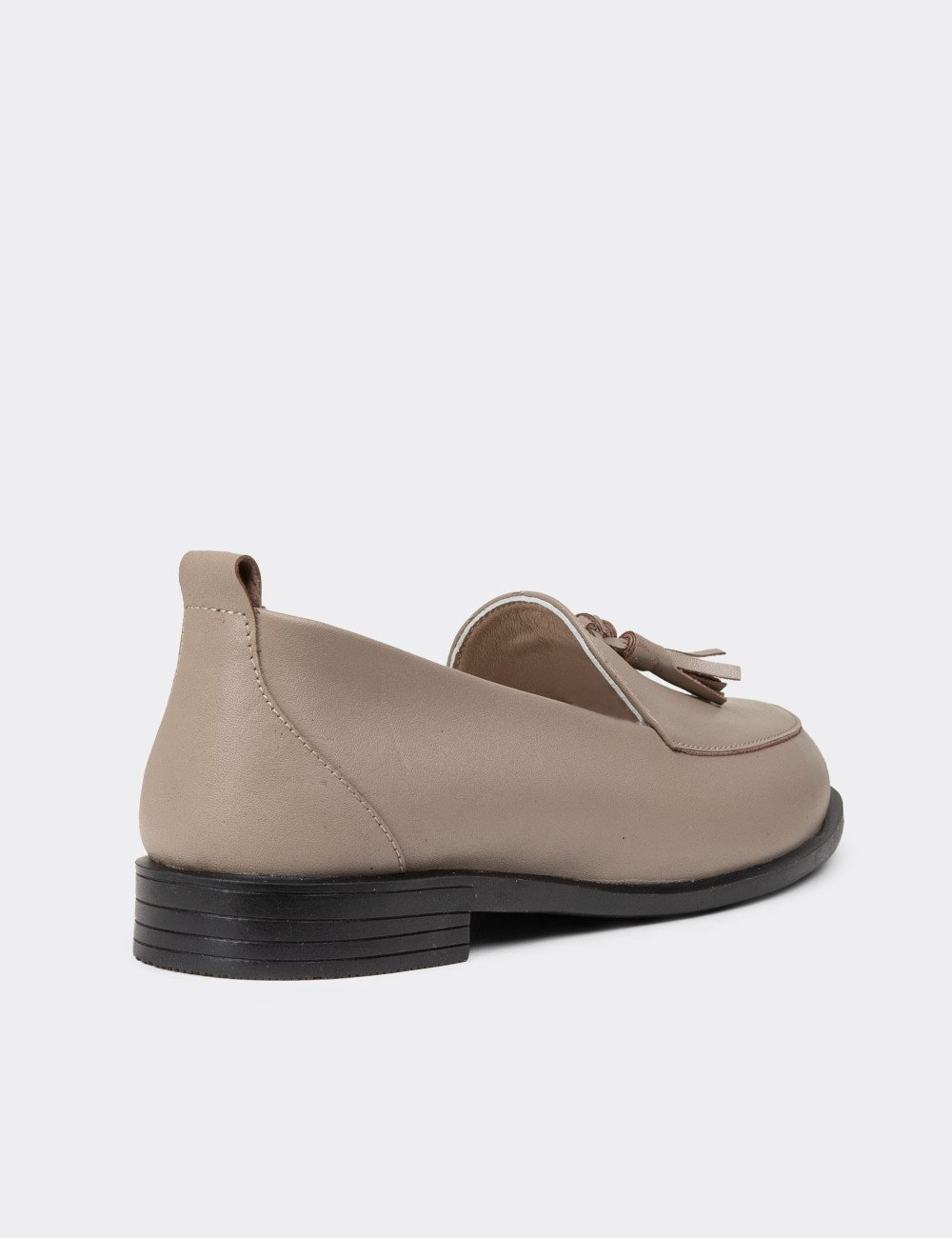 Women's Beige Leather Slip-On Shoes - R2504ZBEJC01
