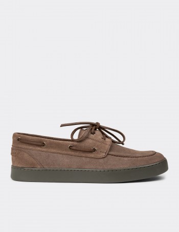Men's Sandstone Suede Leather Boat Shoes