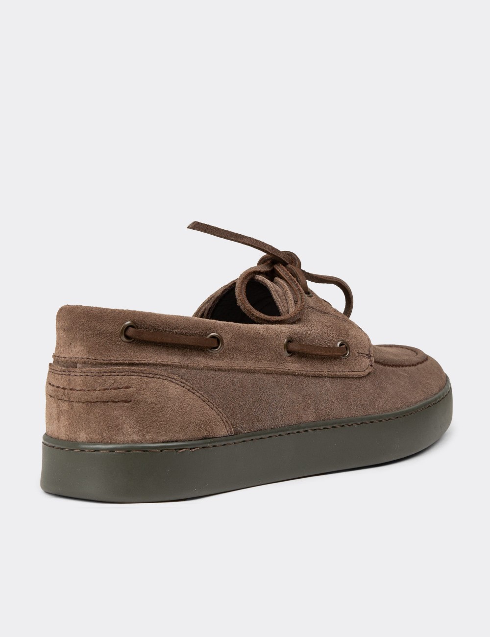 Men's Sandstone Suede Leather Boat Shoes - 01952MVZNC05