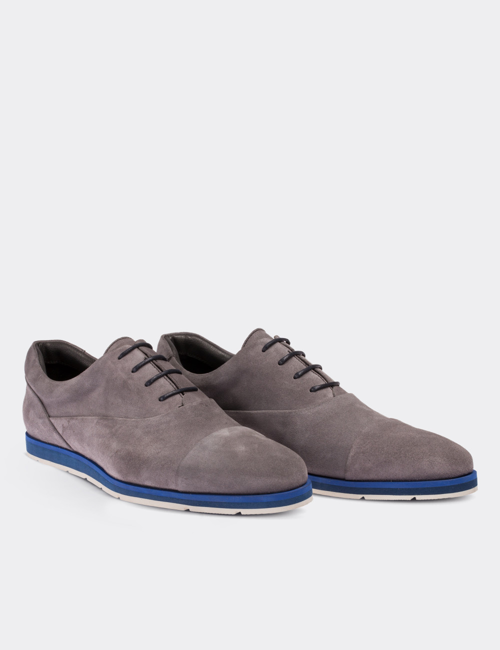 Gray Suede Leather Lace-up Shoes - 01519MGRIE01