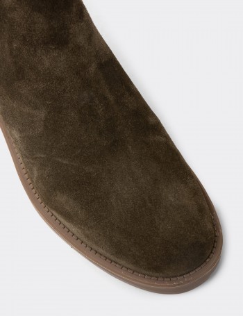 Women's Green Suede Leather Boots