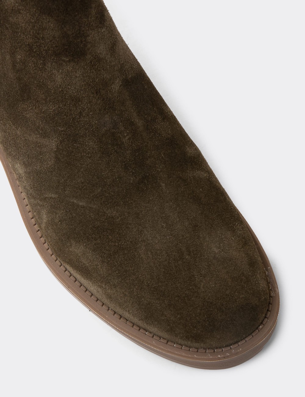 Women's Green Suede Leather Boots - Z1584ZHAKC01