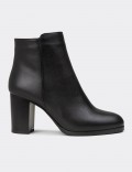 Women's Black Leather Ankle Boots