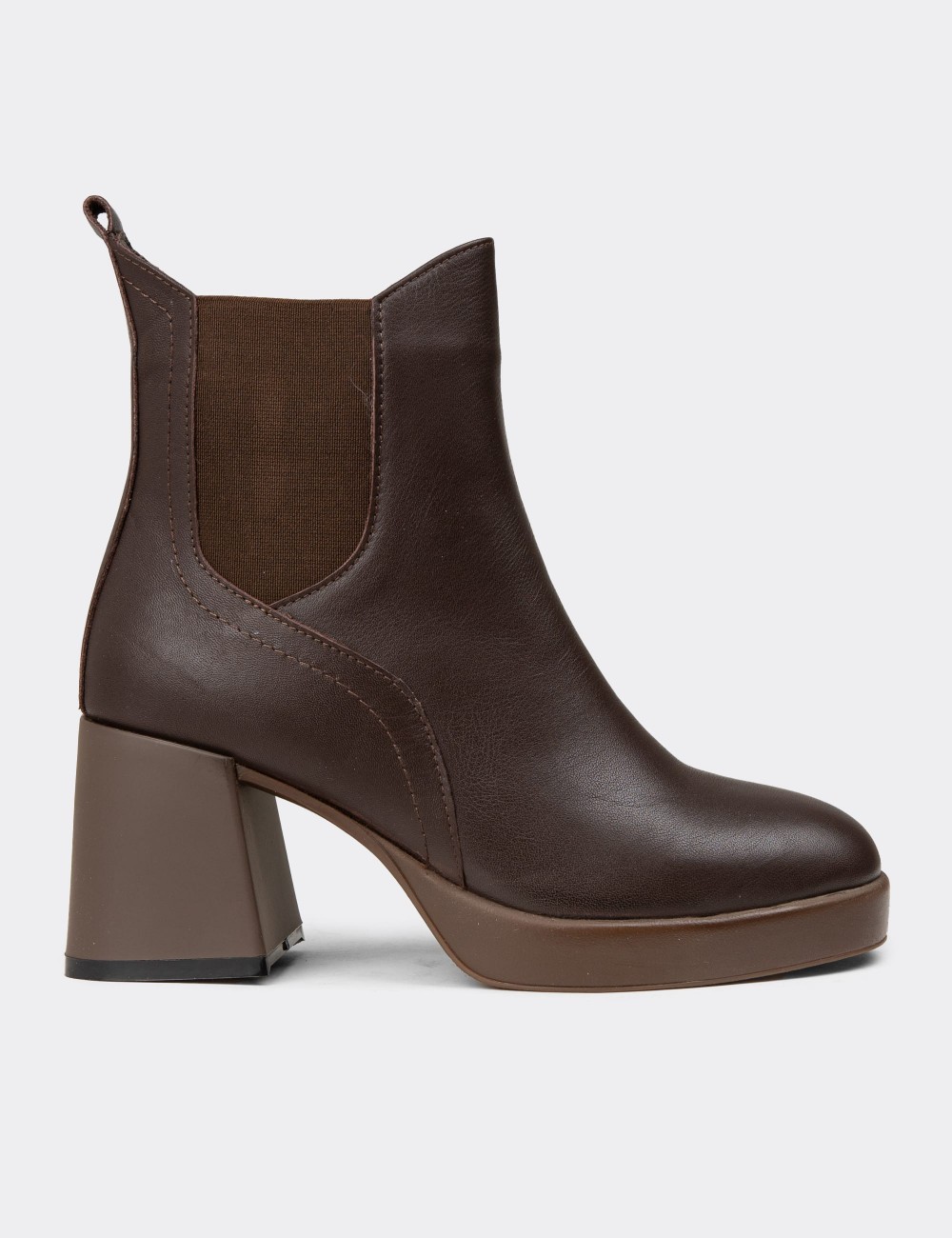 Women's Brown Leather Ankle Boots - A2835ZKHVC01