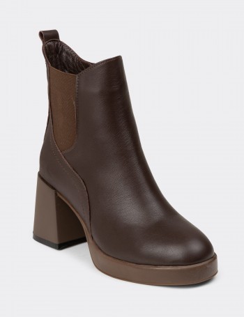 Women's Brown Leather Ankle Boots