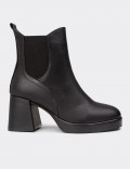 Women's Black Leather Ankle Boots