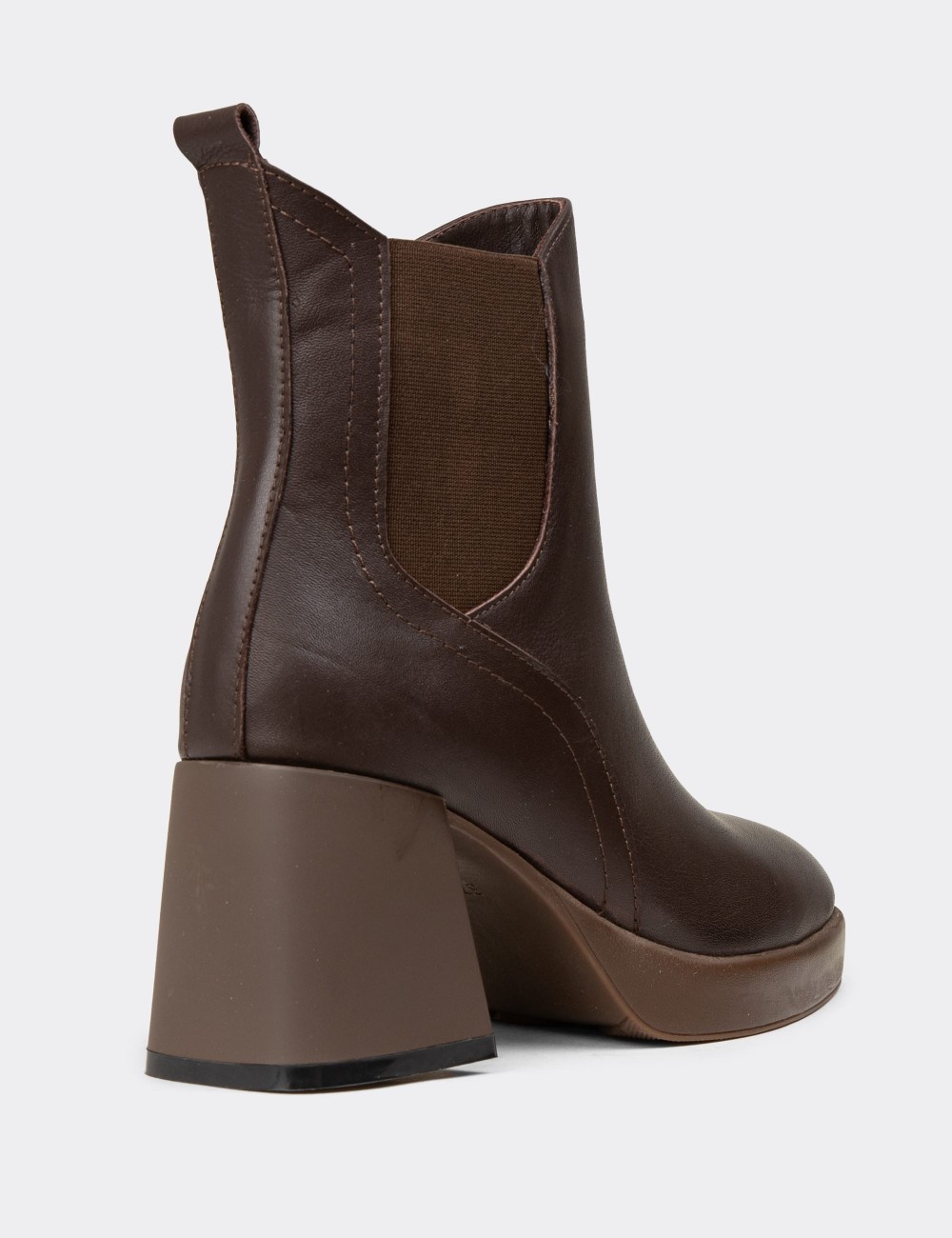 Women's Brown Leather Ankle Boots - A2835ZKHVC01