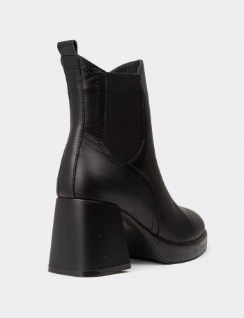 Women's Black Leather Ankle Boots
