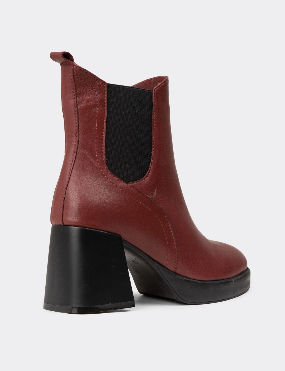 Women's Burgundy Leather Ankle Boots - A2835ZBRDC01