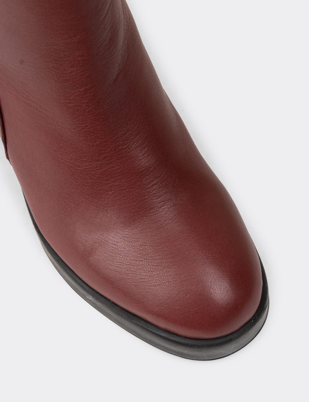 Women's Burgundy Leather Ankle Boots - A2835ZBRDC01