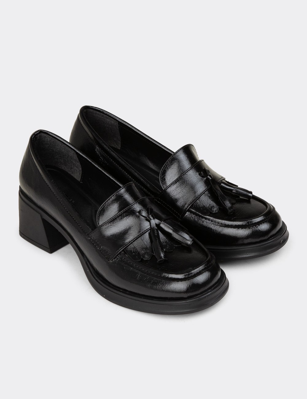 Women's Black Patent High Heels - K1454ZSYHC01