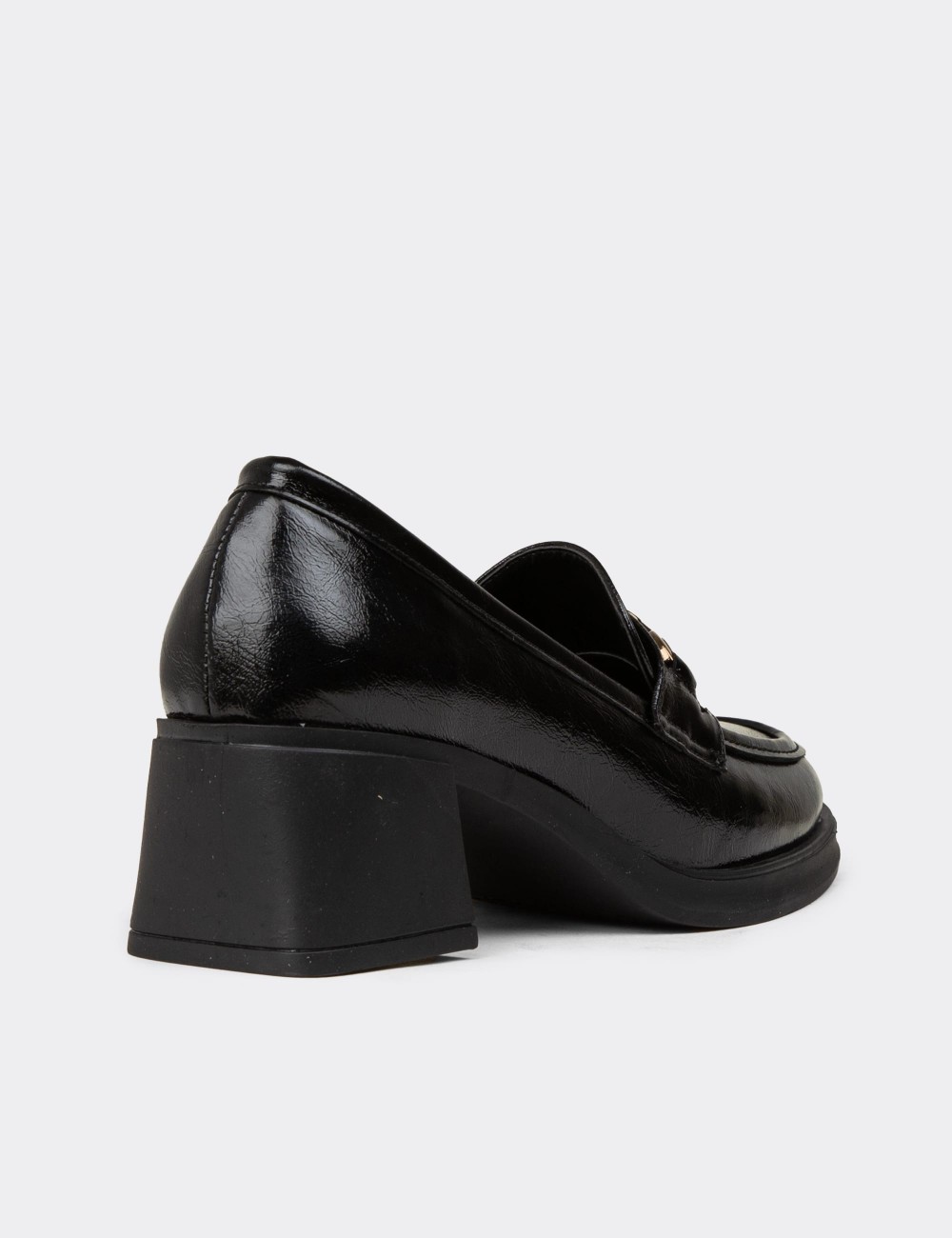 Women's Black Glossy Leather Heels - K1464ZSYHC01