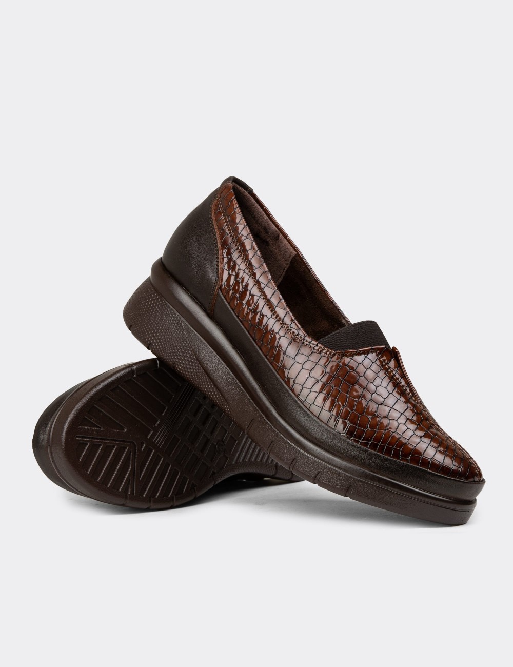 Women's Brown Leather Everyday Shoes - N0012ZKHVC01