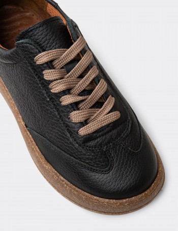 Women's Black Leather Sneakers