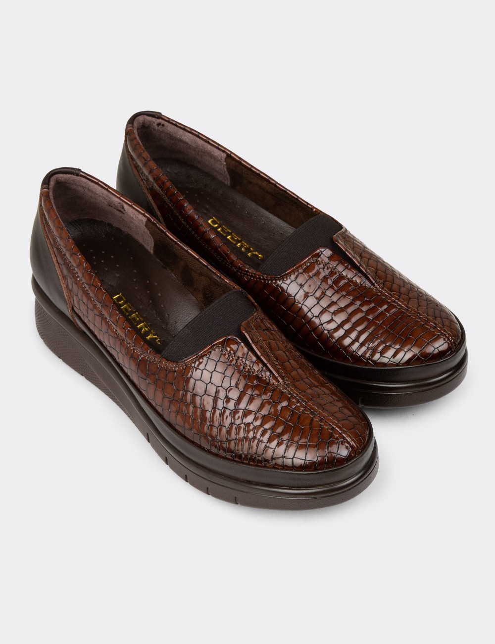 Women's Brown Leather Everyday Shoes - N0012ZKHVC01
