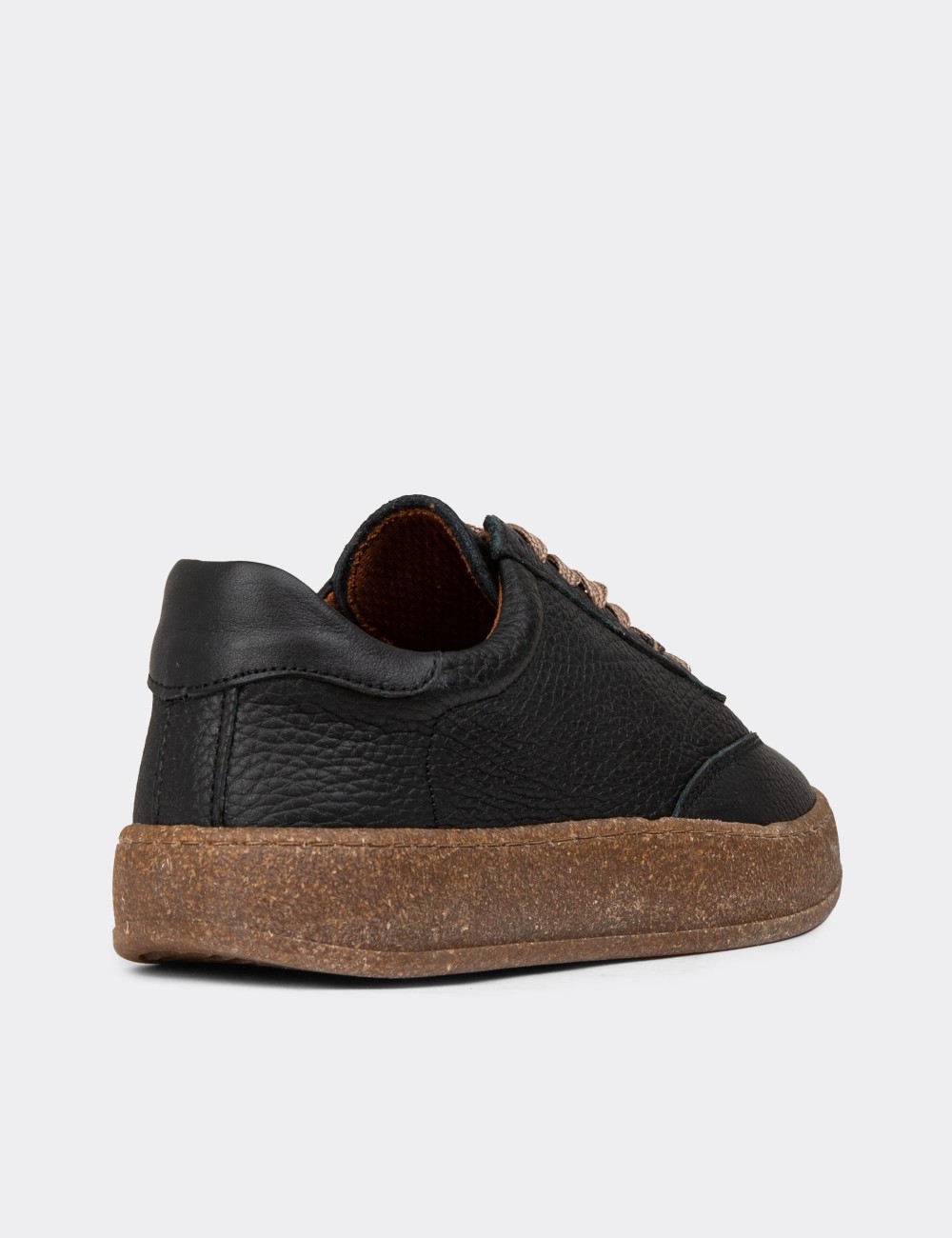 Women's Black Leather Sneakers - SE620ZSYHC01