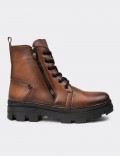 Women's Tan Leather Postal Boots
