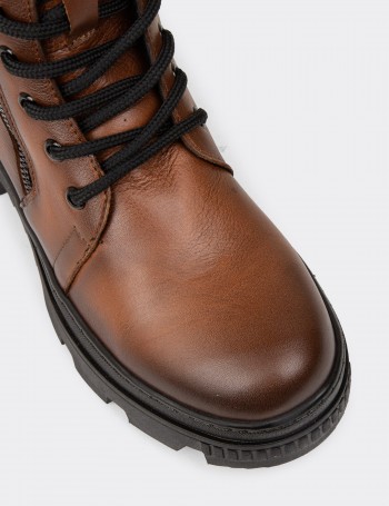 Women's Tan Leather Postal Boots